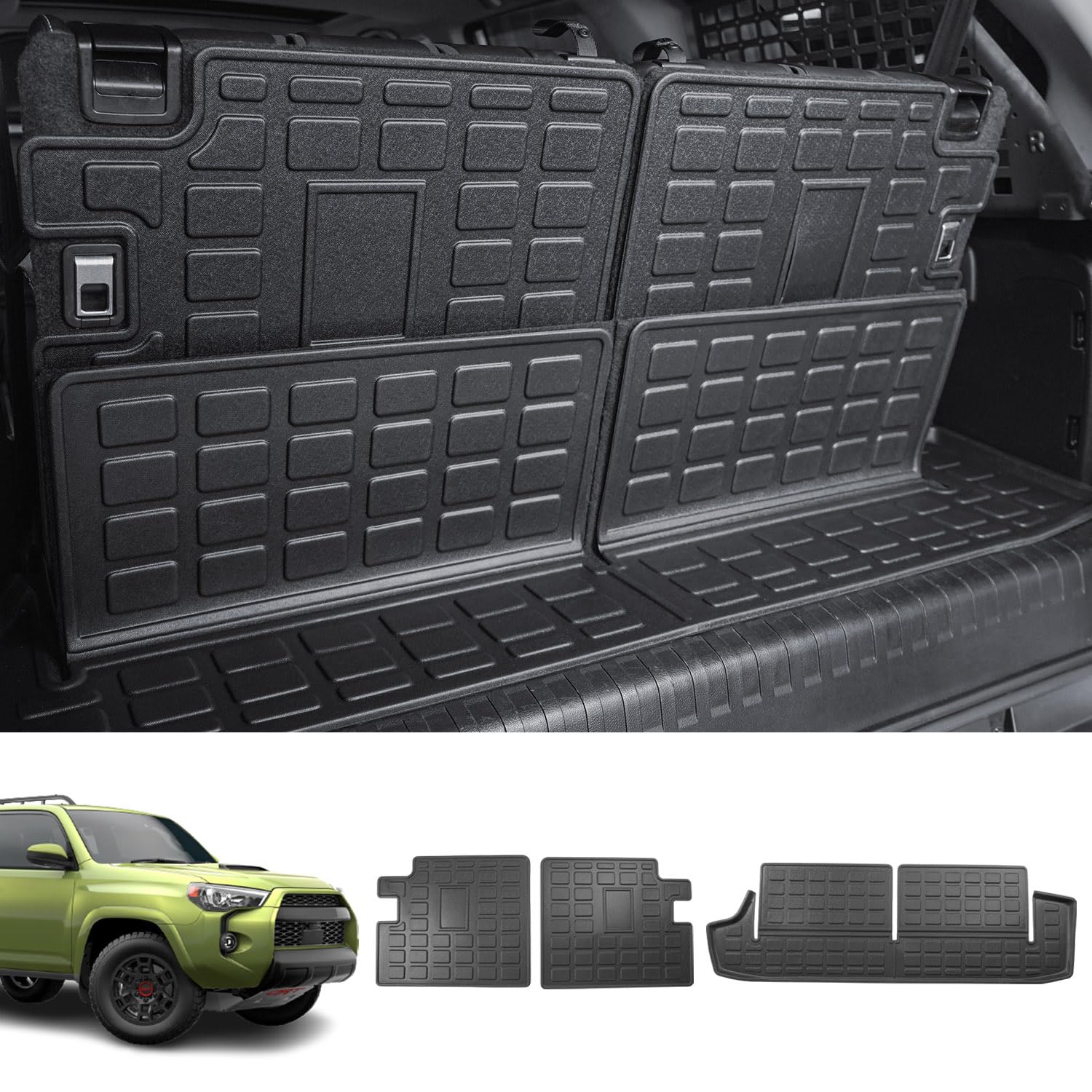 Photo 1 of powoq Cargo Mat Compatible with 2010-2024 Toyota 4Runner 7 Passengers Backrest Mat TPE Material Trunk Liner Replacement for 2010-2024 Toyota 4Runner Accessories (Cargo Mat+3rd Backrest Mat)