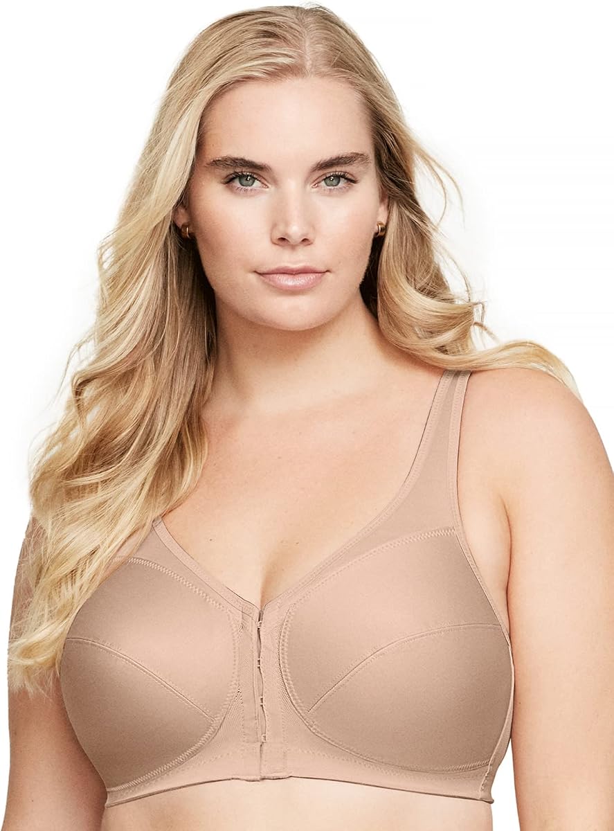 Glamorise Full Figure Plus Size MagicLift Front-Closure Posture Back Bra Wirefree #1265