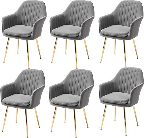 Miniatura 17 de AVAWING Modern Living - Juego de 2 sillas con reposabrazos decorativos para sala de estar, comedor, de terciopelo, tapizado, de mediados de siglo,