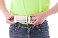 Vista 4 de COW&COW Cinturón de transferencia y marcha de 72 pulgadas con hebilla de metal, ayuda de transferencia para caminar y de pie para cuidador, Arco iris