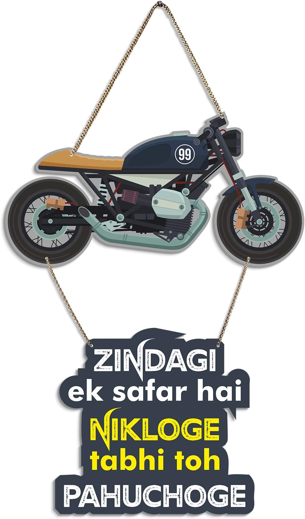 Artvibes Bike Printed Wooden Wall Hanging with Quotes for Home Decor