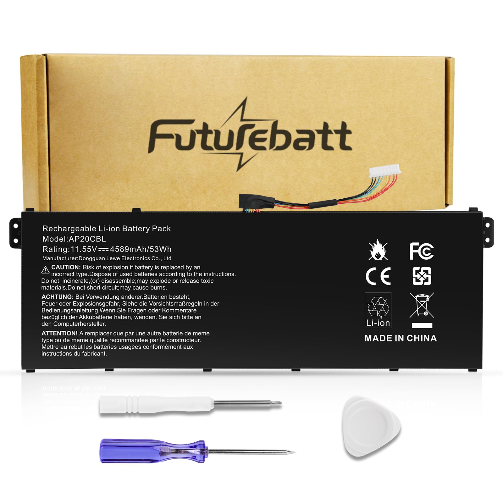 Photo 1 of Futurebatt AP20CBL Laptop Battery Replacement for Acer Aspire, Swift, TravelMate