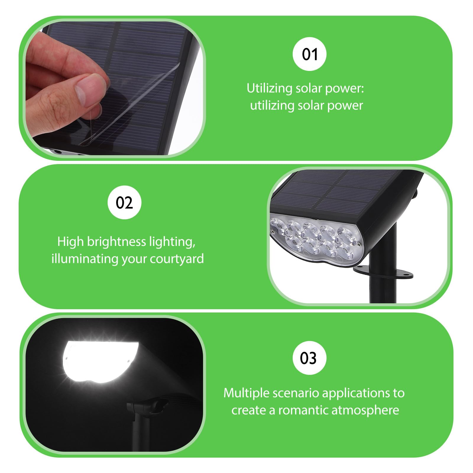 GALPADA Faretti Solari da Esterno LED Impermeabili 5032 Alta Luminosità 5 Funzioni, Luci Solari da Giardino per Patio, Prato e Cortile, Illuminazione Solare per Esterni Resistente