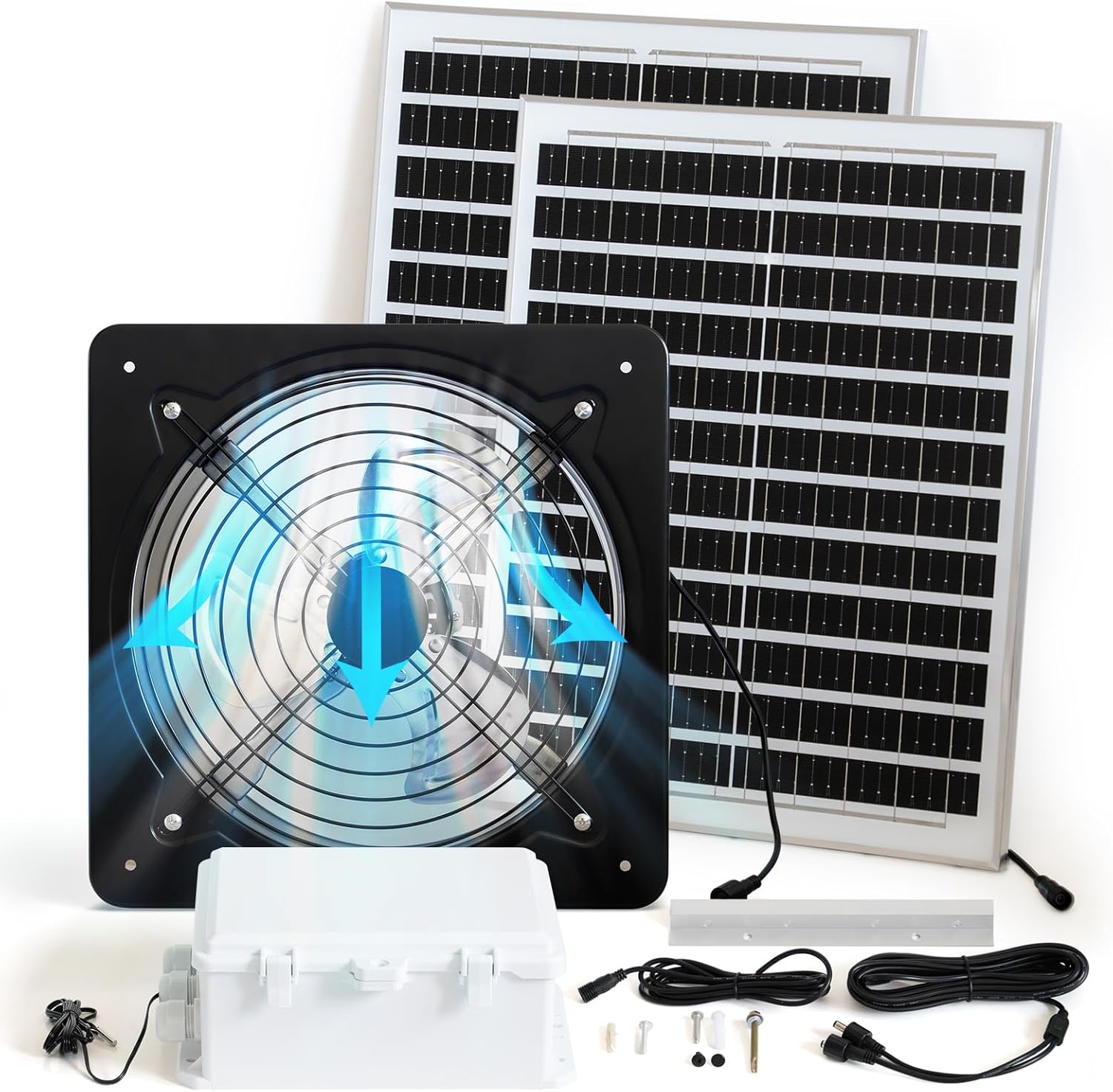 TXL 40W Photo voltaic Fan with Thermostat, Photo voltaic Gable Vent Fan, 1800 CFM, Precision Temperature Management, Steady Cooling With out Gentle, Supreme for Roof Vents, Attics, Greenhouses, Sheds, and Hen Coops