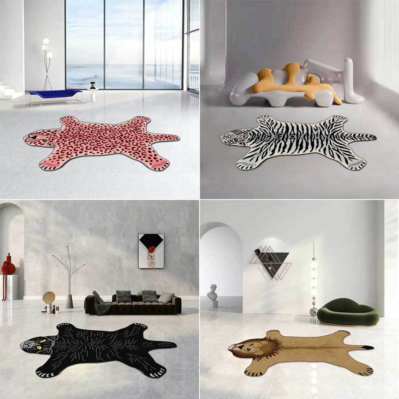 Leoparden Druck Kunstfell Teppich, Rutschfeste Fußmatte Für Wohnzimmer, Schlafzimmer, Kinderzimmer, Dschungel-Themenzimmer, Spielzimmer - Leopard, 60 * 90CM