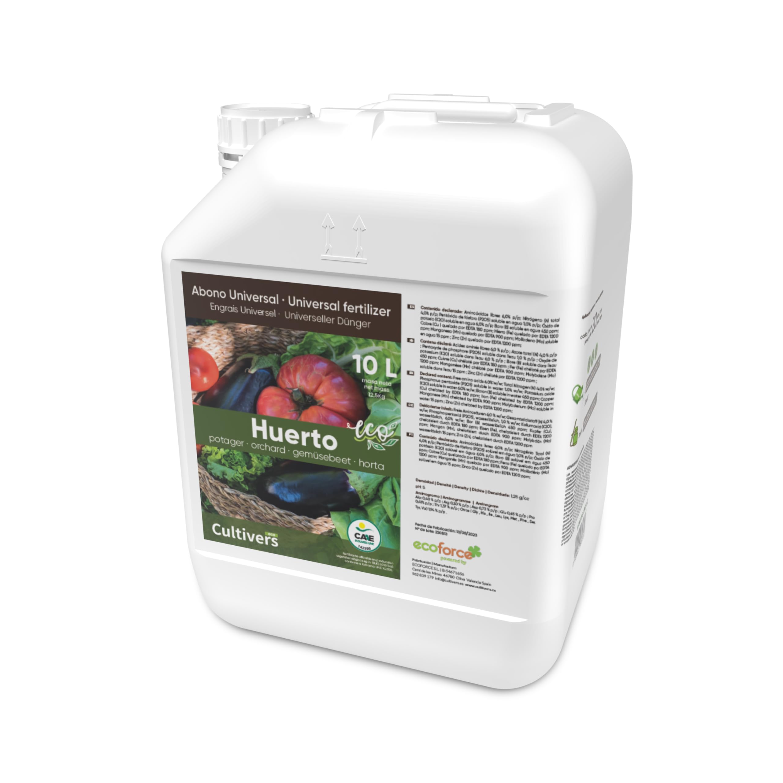 CULTIVERS Bio-Gartendünger 10 L natürlicher Flüssigdünger für Gemüse. Besserer Geschmack, höhere Qualität, kurbelt das Wachstum an und erhöht die Ernte