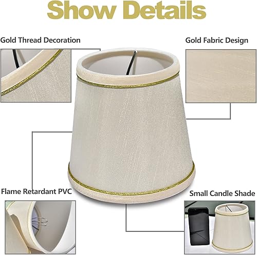 Miniatura 2 de Cortinas de lámpara de araña, marco de metal con clip, pantalla de tela, cubiertas de luz pequeñas para lámpara de pared de estilo europeo moderno,