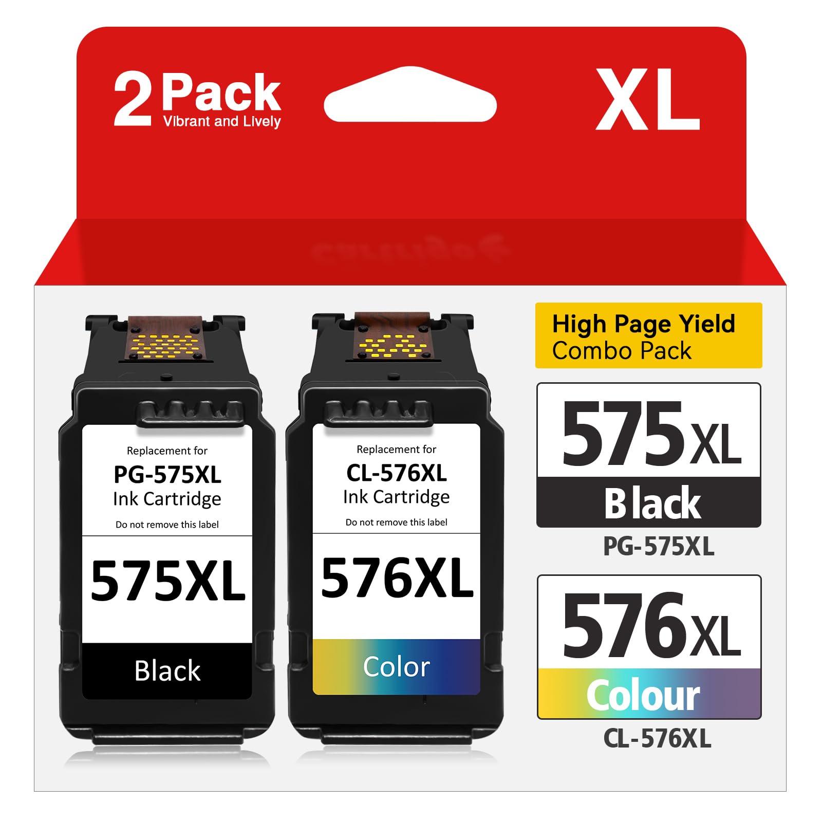 Cartucce d’inchiostro PG-575XL + CL-576XL – Multipack Sostituzione per Canon PIXMA TS3550i TS3551i TR4750i TR4751i – Compatibile con Canon 575 576 XL – 1 Nero + 1 Colori (Ciano, Magenta, Giallo)