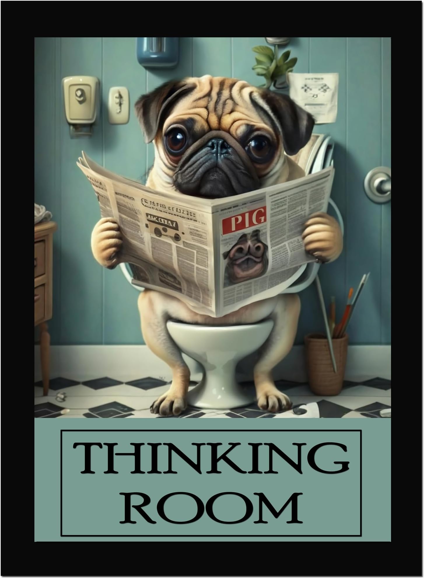 AR Creative Synthetic Thinking Room Wall Art Framed, Quote For Bathroom ...