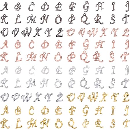 Amazon Com Sunnyclue 1 Box 104pcs Alphabet Letter Charms Alloy 26 Letter A Z Charms Pendant For Diy Jewelry Making Necklace Bracelet Earring Diy Jewelry Accessories Charms Gunmetal Golden Rose Gold
