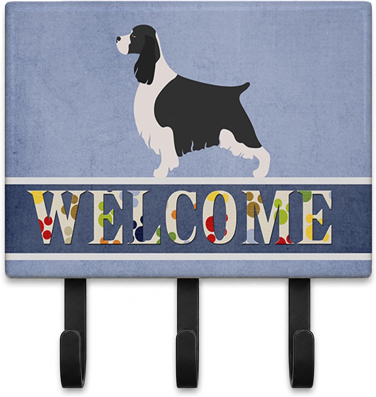 Caroline's Treasures BB8273TH68 English Springer Spaniel Welcome Leash or Key Holder, Blue, Wall Hooks, Key Hooks Holder, Coat Rack Wall Mount, Coat Hooks, Hooks for Hanging Keys, Towels, Aprons, Leas