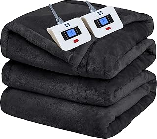 SEALY Electric Blanket King Size, Flannel Heated Blanket with Dual Controller, 10 Heat Setting & Auto Shut Off for Bed & L...