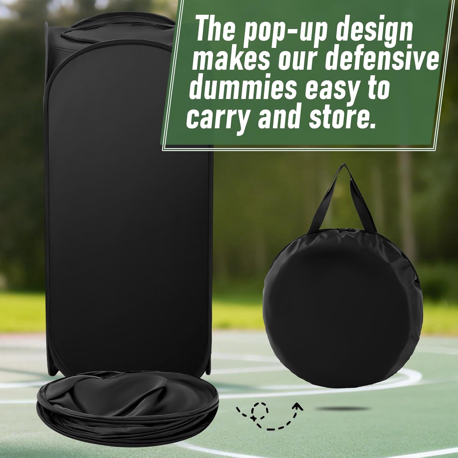 3 Pack Pop up Blocker Basketball & Soccer Defender Dummy, 38" Blocking Dummy Set with Water-Absorbent Weight Bags & Carrying Bag, Foldable Training Equipment for Football Soccer Basketball