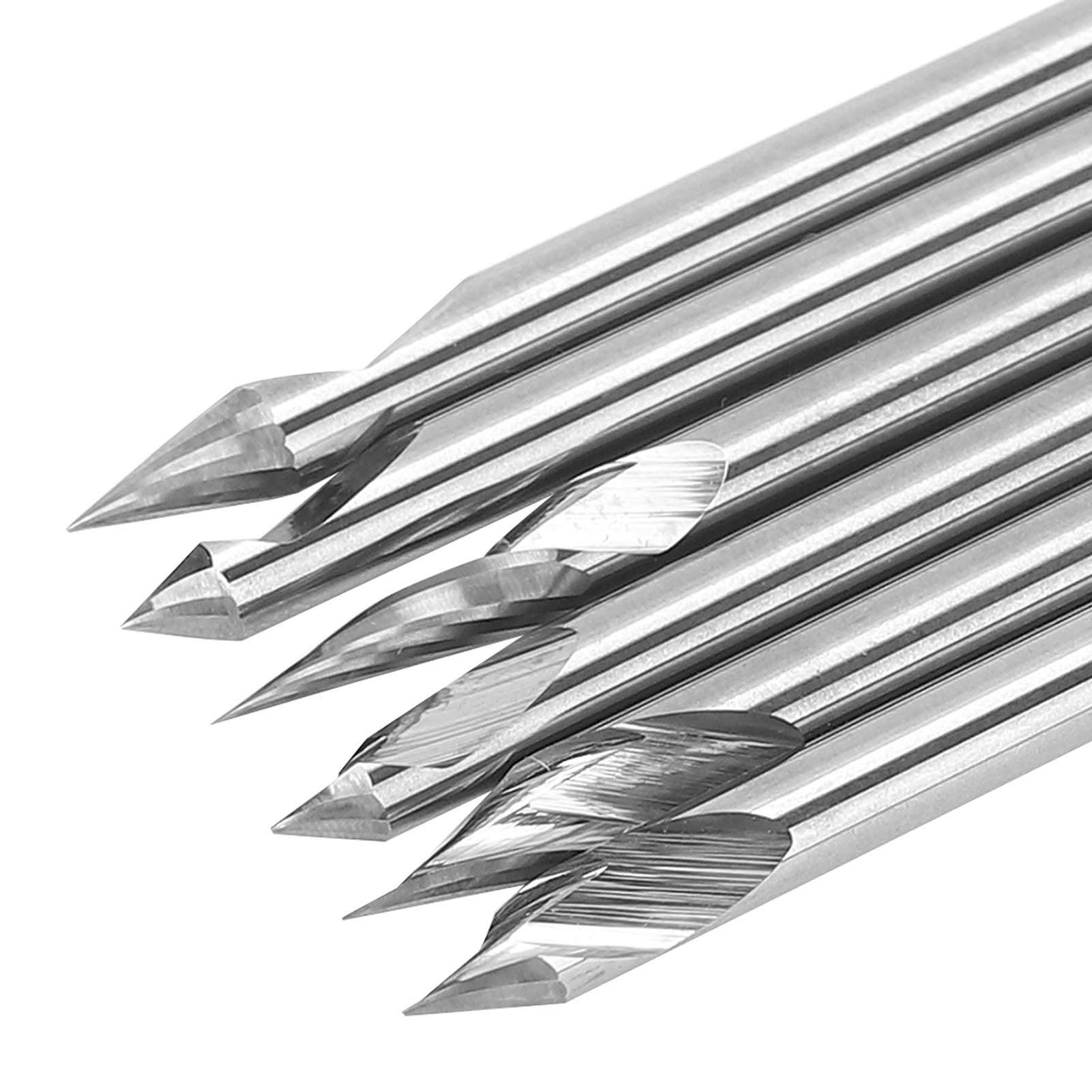 6 piezas cortador de punta de taladro grabado fresa herramienta de carpintería hardware 3,175 mm acero de alta velocidad plata 40 mm de longitud para máquina amoladora de tallado