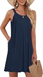 MISFAY Sleeveless Beach Robe de couverture — Couper le cou sans arrière Mini Sundress avec des poches pour femme