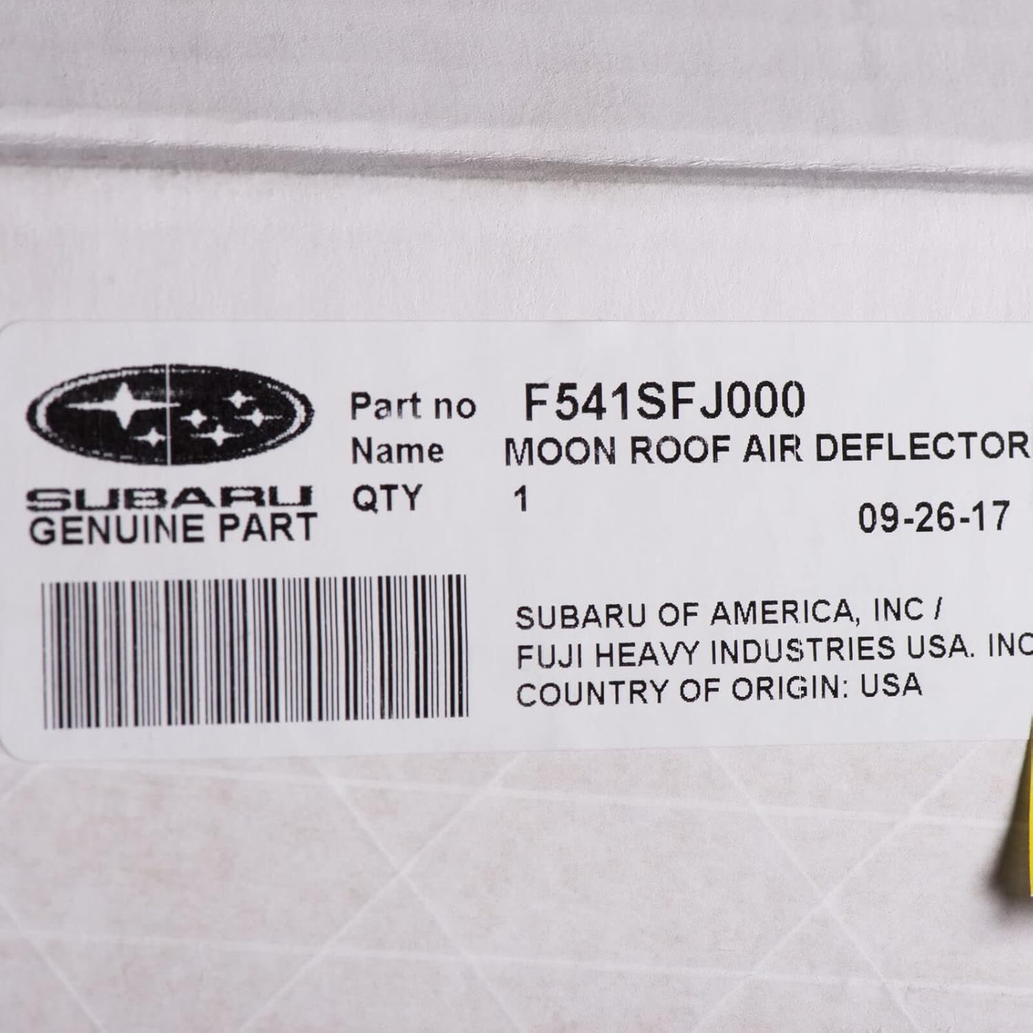 Subaru Moon Roof Air Deflector Impreza WRX STI CROSSTREK F541SFJ000