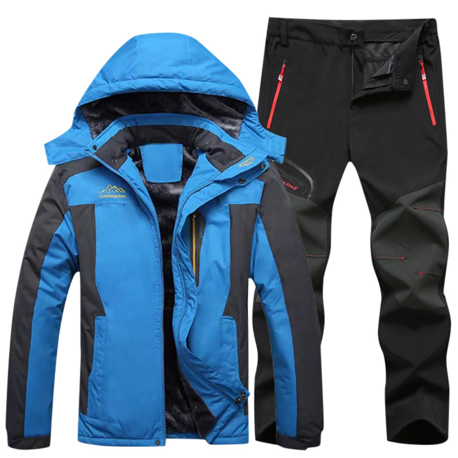 Tenue de Ski Randonnee Impermeable Ensemble Homme Hiver Chaude en Polaire avec Vestes Softshells et Pantalon Randonnée Vêtements de Randonnée 2 Pièces Imperméable Combinaison Ski de Neige Snowboard