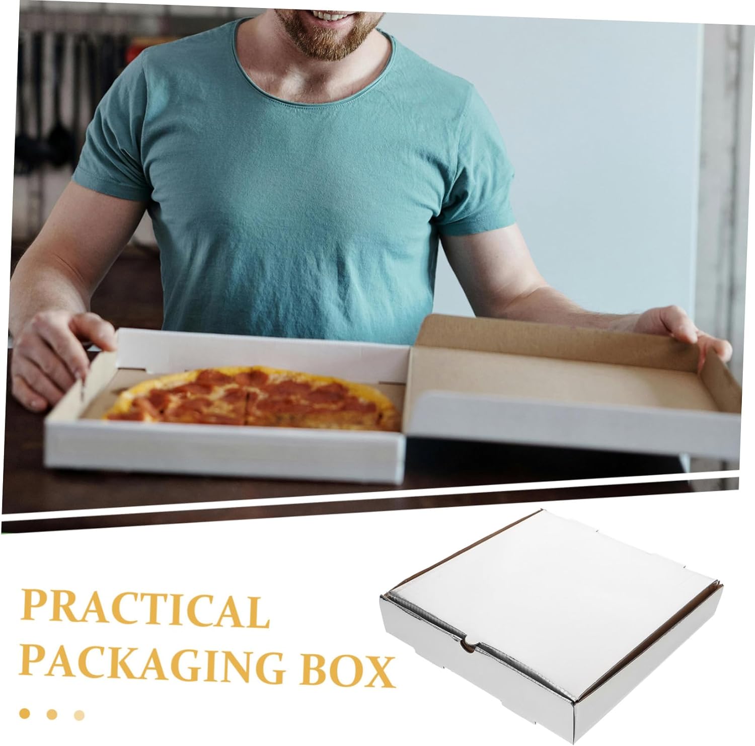 Zerodeko 10pcs Thick Pizza Takeout Box Grease-resistant Corrugated Pizza Wrapping Case for Restaurants Efficient Food Storage and Transport