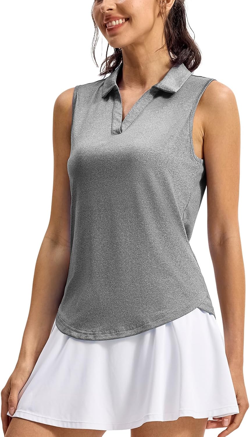 TBMPOY Women's Golf Shirts Sleeveless Collared Polo Tank Top UPF 50+ Quick Dry Tennis V-Neck Ladies Sports