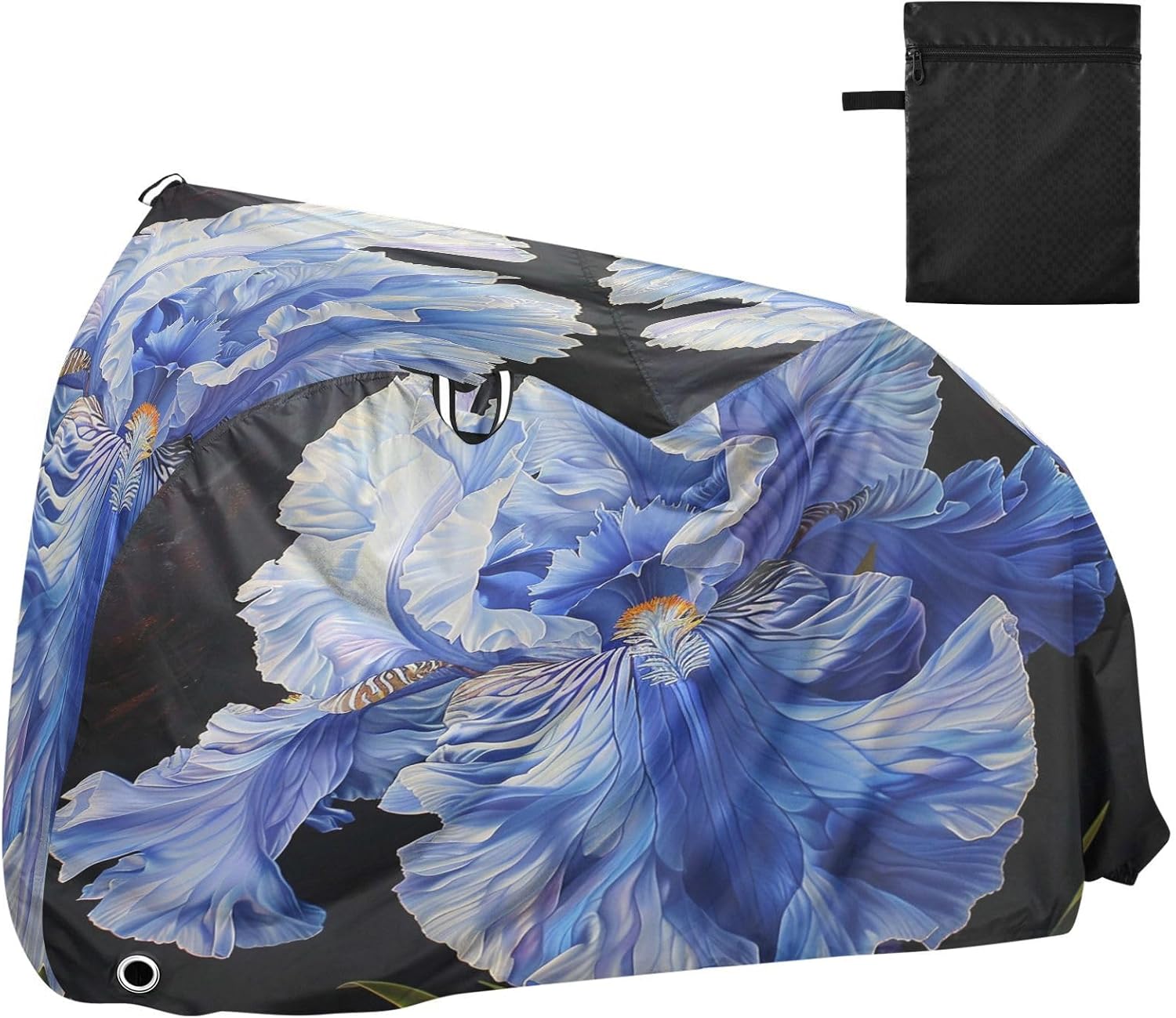 ALAZA Blue Iris Flower Painting Bike Cover Waterproof Outdoor Ebike Bicycle Covers Tarp Protection for 1/2 Bikes, Sun UV Dust Wind Proof