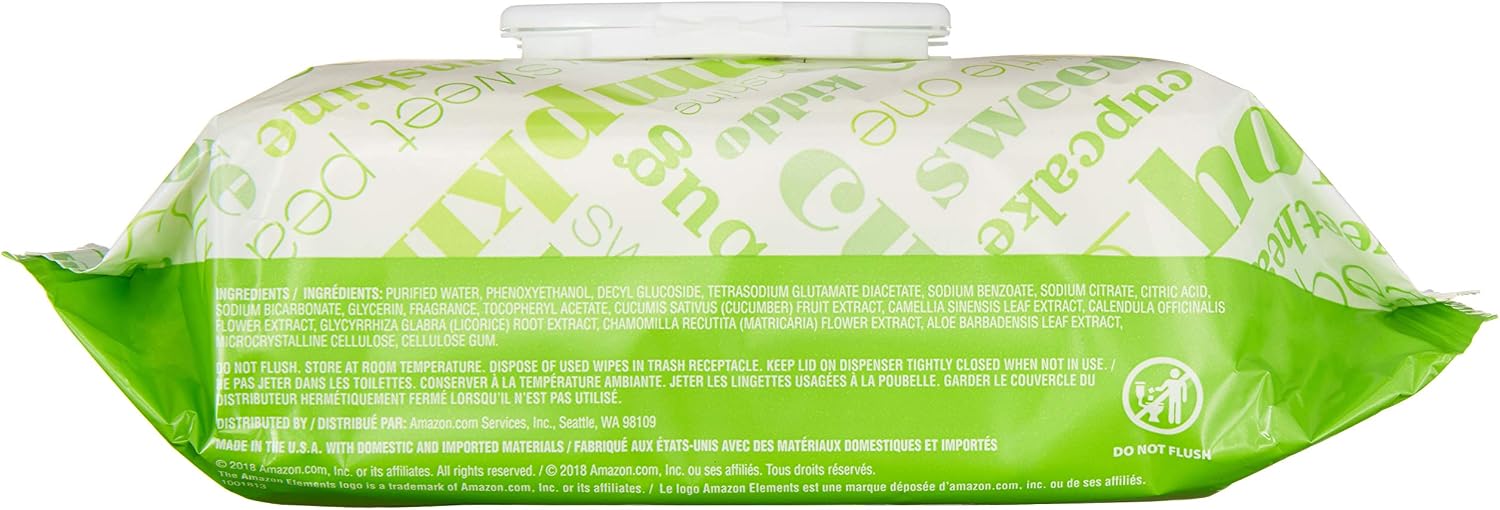 Amazon Elements Baby Wipes, Fresh Scent, 480 Count, Flip-Top Packs