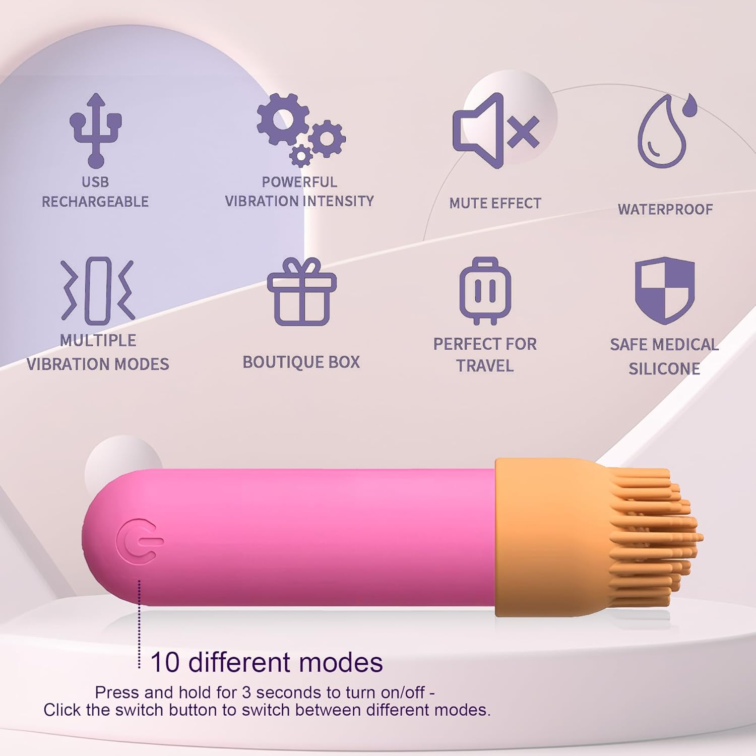 CHARMING Personal 4 in 1 Mini Massager - Powerful Multi Speed Vibration Wand - Handheld Quiet & Waterproof Massager - Perfect for Travel Relaxation, Relieves Back, Legs Muscles (Red 4 in 1) - Image 2