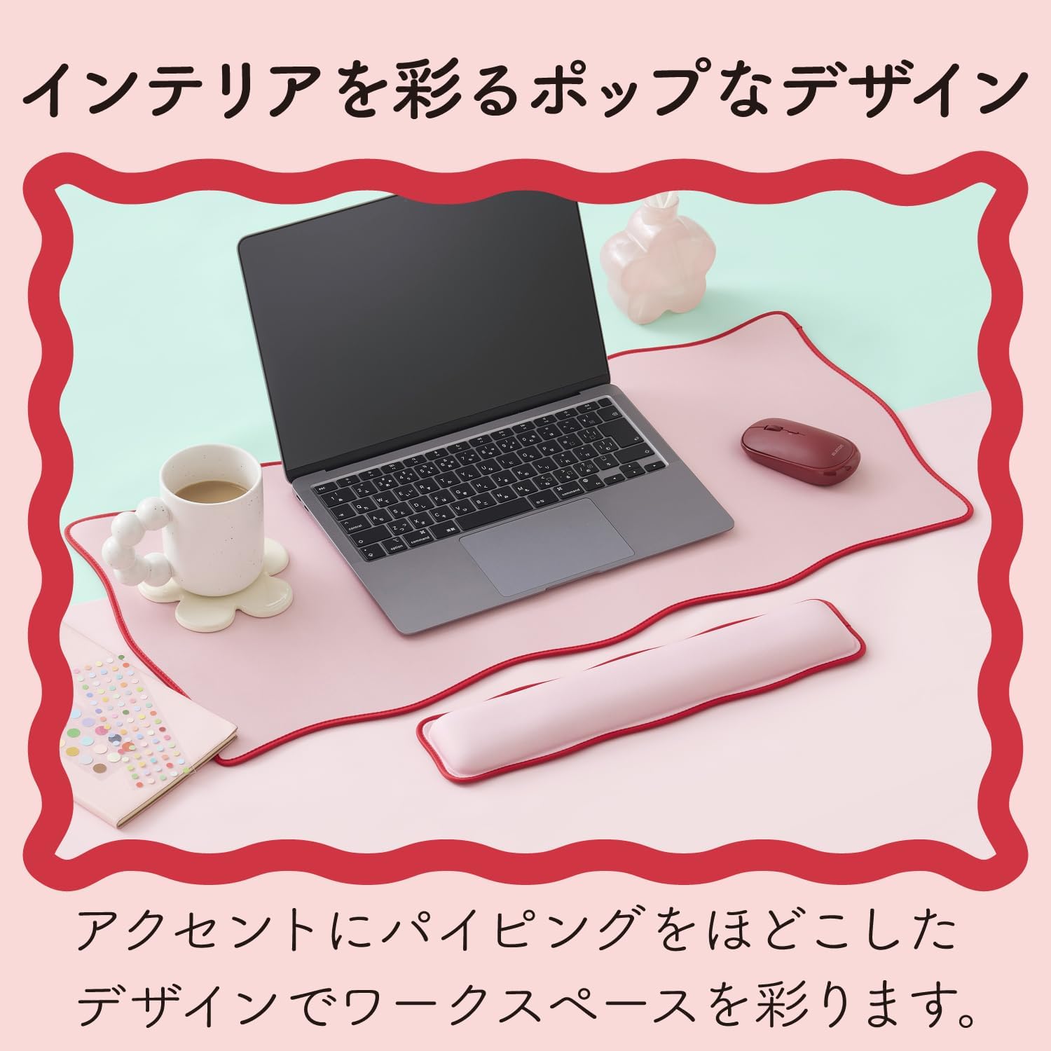 Elecom MOH-UKM01PN Mouse Pad Wrist Rest Wave UKIU Pink