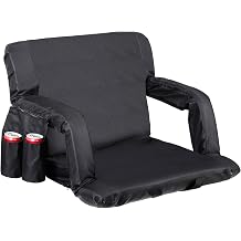 21"/25" Wide Stadium Seat Chair Bleacher Seats Padded with Back Support, Cushion, Arms, Pockets, Anchor Straps, Portable Folding Seat with Shoulder Straps