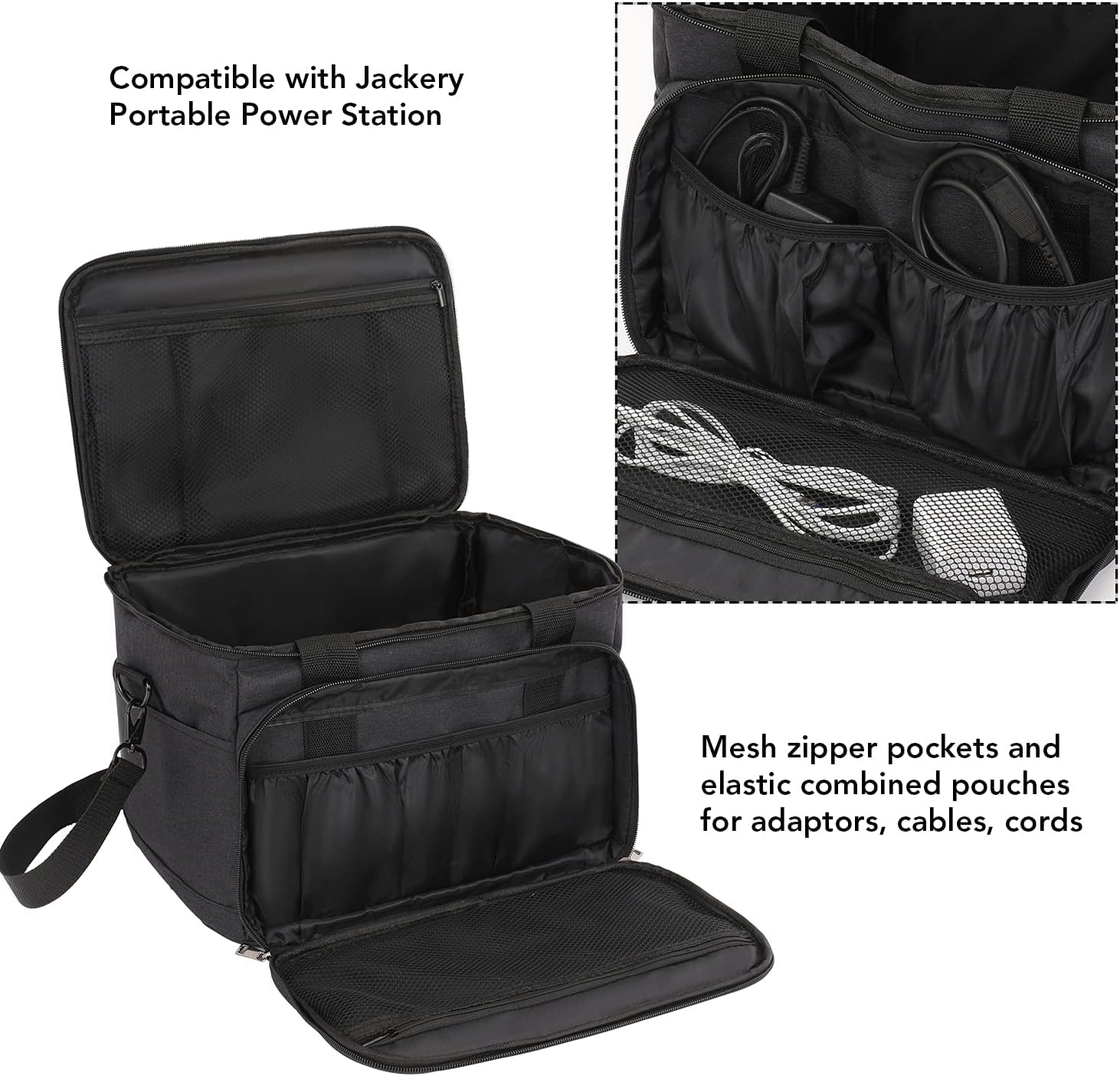JEWERADO Carrying Case Bag Compatible with jackery Portable Power Station Explorer 160/240/300, Travel Storage Bag with Multiple Pockets for Charging Cable and Accessories JEWERADO Carrying Case Bag Compatible with jackery Portable Power Station Explorer 160/240/300, Travel Storage Bag with Multiple Pockets for Charging Cable and Accessories