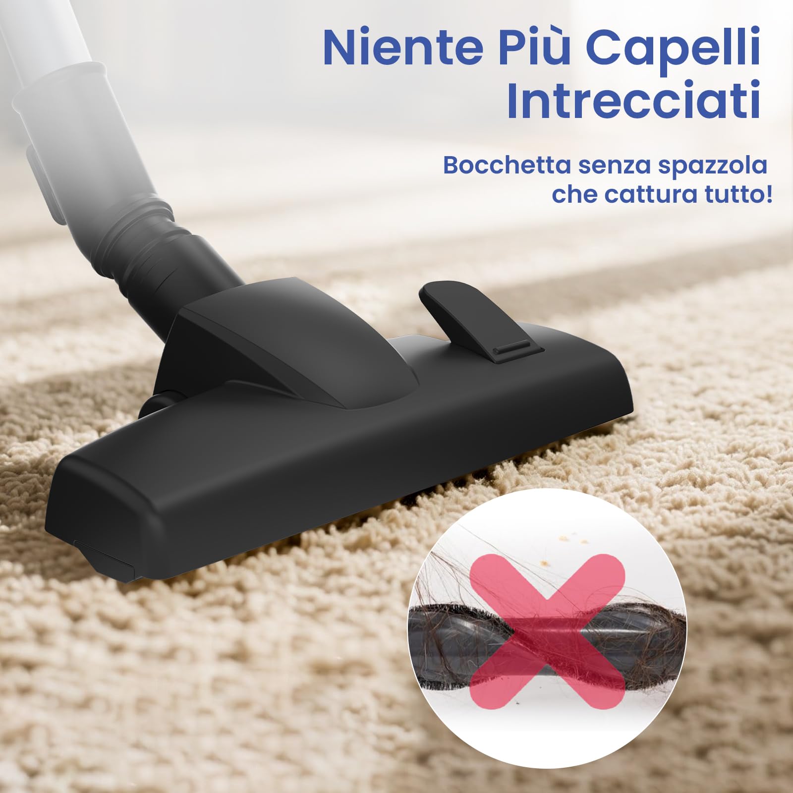 VersLife C8PRO Aspirapolvere con Filo, Scopa Elettrica 30KPa 600W con Bocchetta Senza Spazzola, Aspirapolvere Potente con Cavo da 5M, Filtro HEPA, Tubo Telescopico, per Pavimenti, Tappeti e Tende