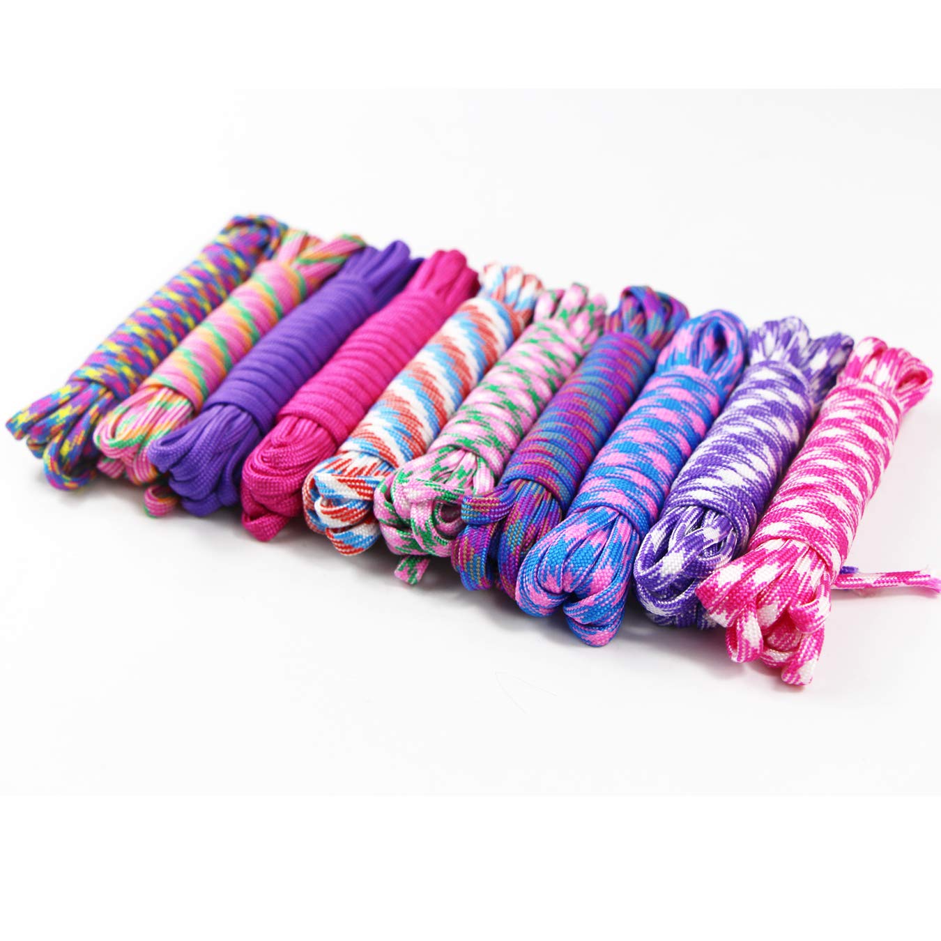 10pcs Paracorde Kit pour Parachute Bracelet Set de Bracelet Paracord Cordelettes DIY Bracelet Porte-clés Cordon Activités de Plein air Tricoté à la Main
