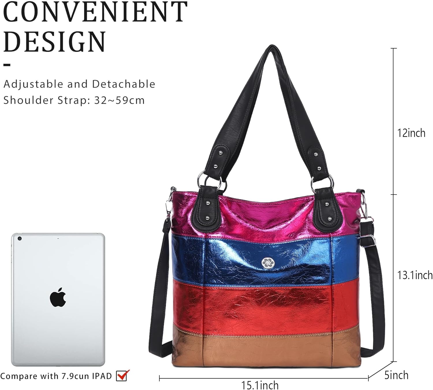 Angel Kiss Hobo Purses for Women Multi-Color Striped Lattice Cross Body Shoulder Purse Bag Tote Handbag - Image 4