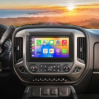 10.2 Inch QLED Carplay Screen for Chevrolet Silverado & GMC Sierra 2014-2018(Without Bo-seSystem),Android 13 Silverado Radio Stereo Support Wireless Carplay &Android Auto,Bluetooth&GPS,FM Radio
