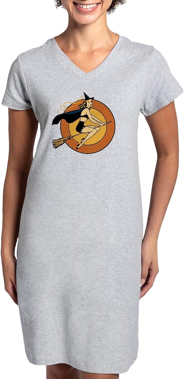 CafePress Retro Witch Women's Nightshirt, Soft Long Pajama Shirt, Cotton PJs/Pyjamas