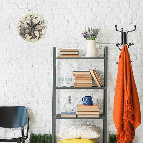 Miniatura 4 de Reloj de pared con diseño de oso panda, funciona con pilas, silencioso, de cuarzo, analógico, rústico, rústico, estilo retro, decoración para el