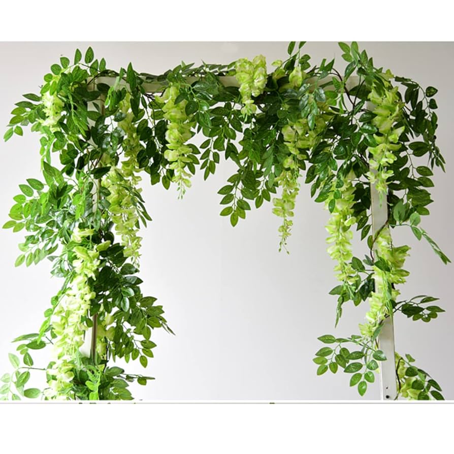 Amazon｜HGJH 藤の花 壁掛け フラワー 人工観葉植物 F*2 緑の葉