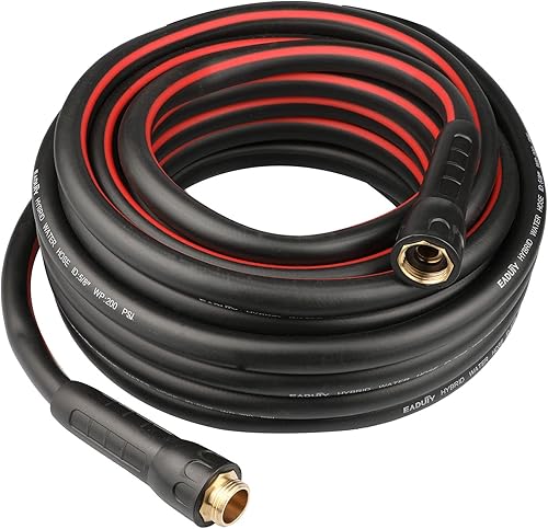 Miniatura 9 de EADUTY Hybrid Garden Hose 58 IN x 75 FT Heavy Duty Lightweight Flexible with Swivel Grip Handle and Solid Brass Fittings GrayRed
