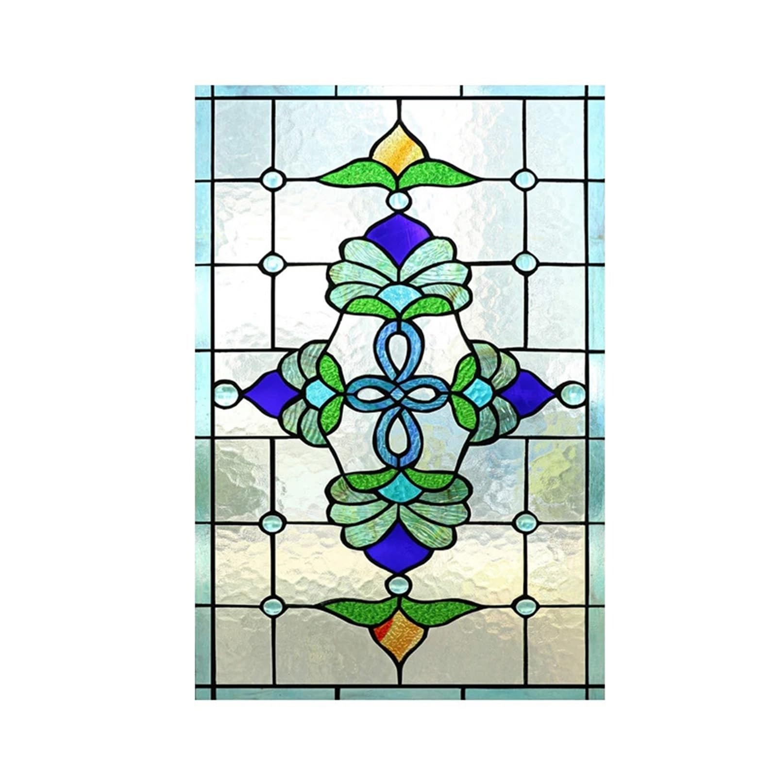Stained Glass Window Film Vintage Church Privacy Static Sticker Glass Adhesive Anti UV Heat Resistant Home Door(Color 1,80x200cm)