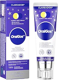 Creme Dental OralGos Clareador e Antissensibilidade 90g, com Hidroxiapatita Nano para Reparação do Esmalte, Remove Manchas, Proteção Completa, Uso Familiar, 1 Unidade