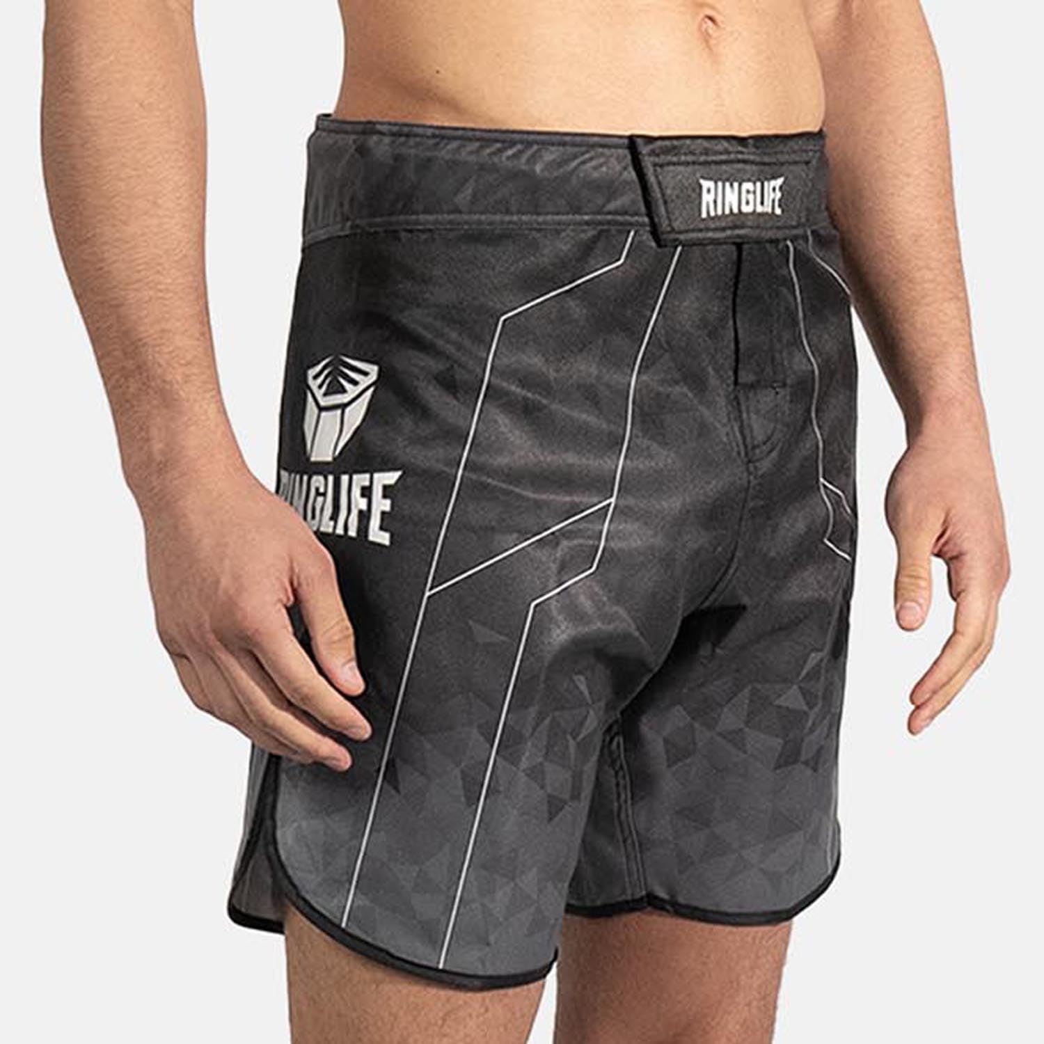 MMA Shorts, Transition, Schwarz-grau, Kickboxhose für Training & Wettkampf, Atmungsaktiv, Langlebig, Kampfsporthose für MMA, K1, Boxen