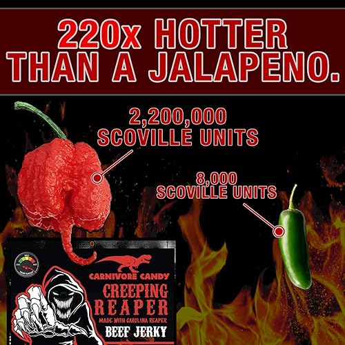 Miniatura 5 de "Creeping Ghost" Carolina Reaper Jerky Beef Three - Bolsas de 3 onzas The Reaper es la pimienta más caliente del mundo. Dulce con calor