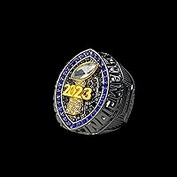 Vista 4 de Anillo de trofeo del campeonato de fútbol de fantasía 2023 Premio chapado en bronce negro para el ganador de la Liga de Fútbol Fantasía