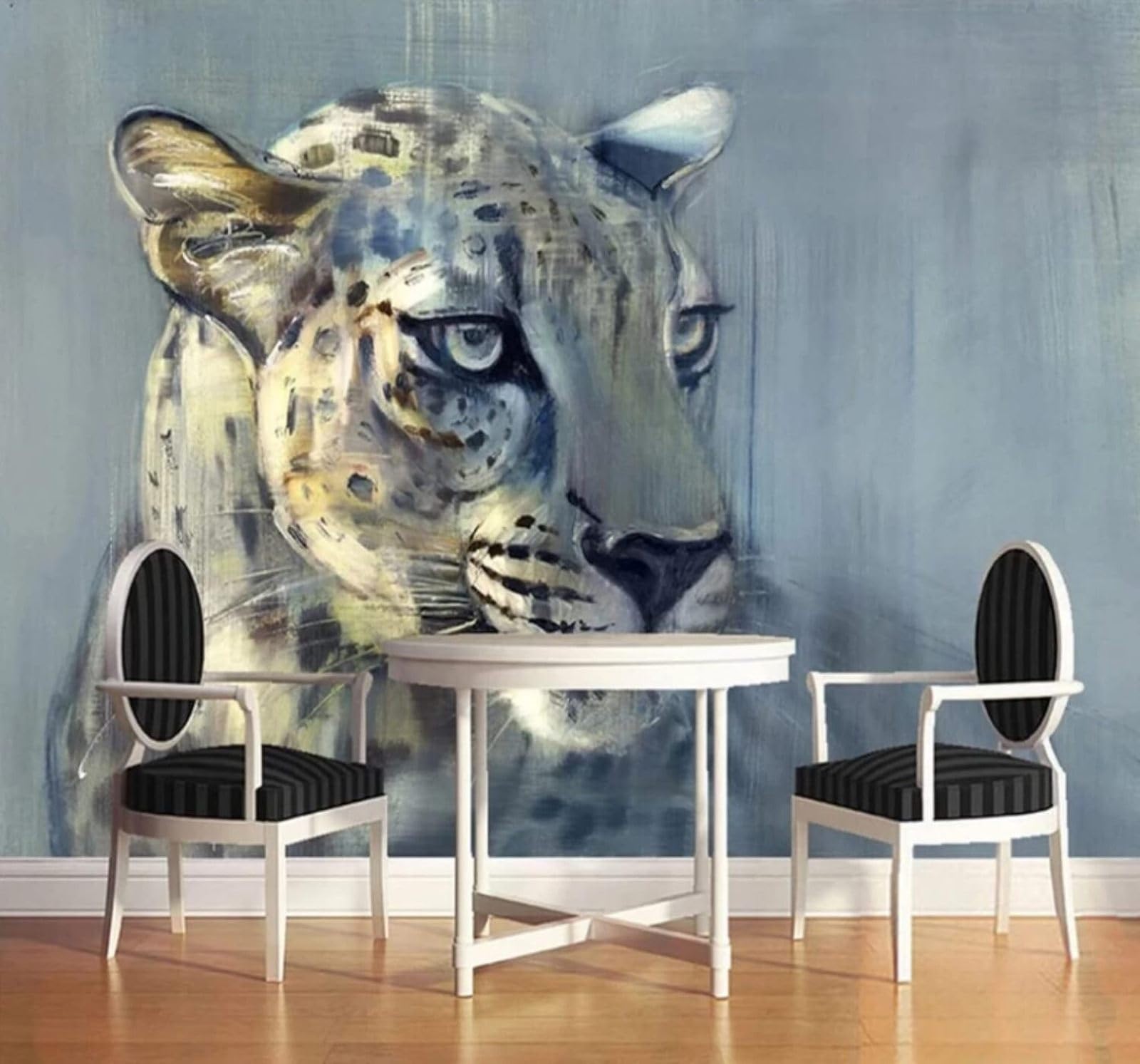 Wallpaper-3D-Xlm 300Cm×210Cm(B×H) Minimalist Hand Drawn Animals Leopard Unique 3D Wallpaper Easy Install Feature Office Living Room Sofa Bedroom Tv Background Wall Decoration-300Cm×210Cm