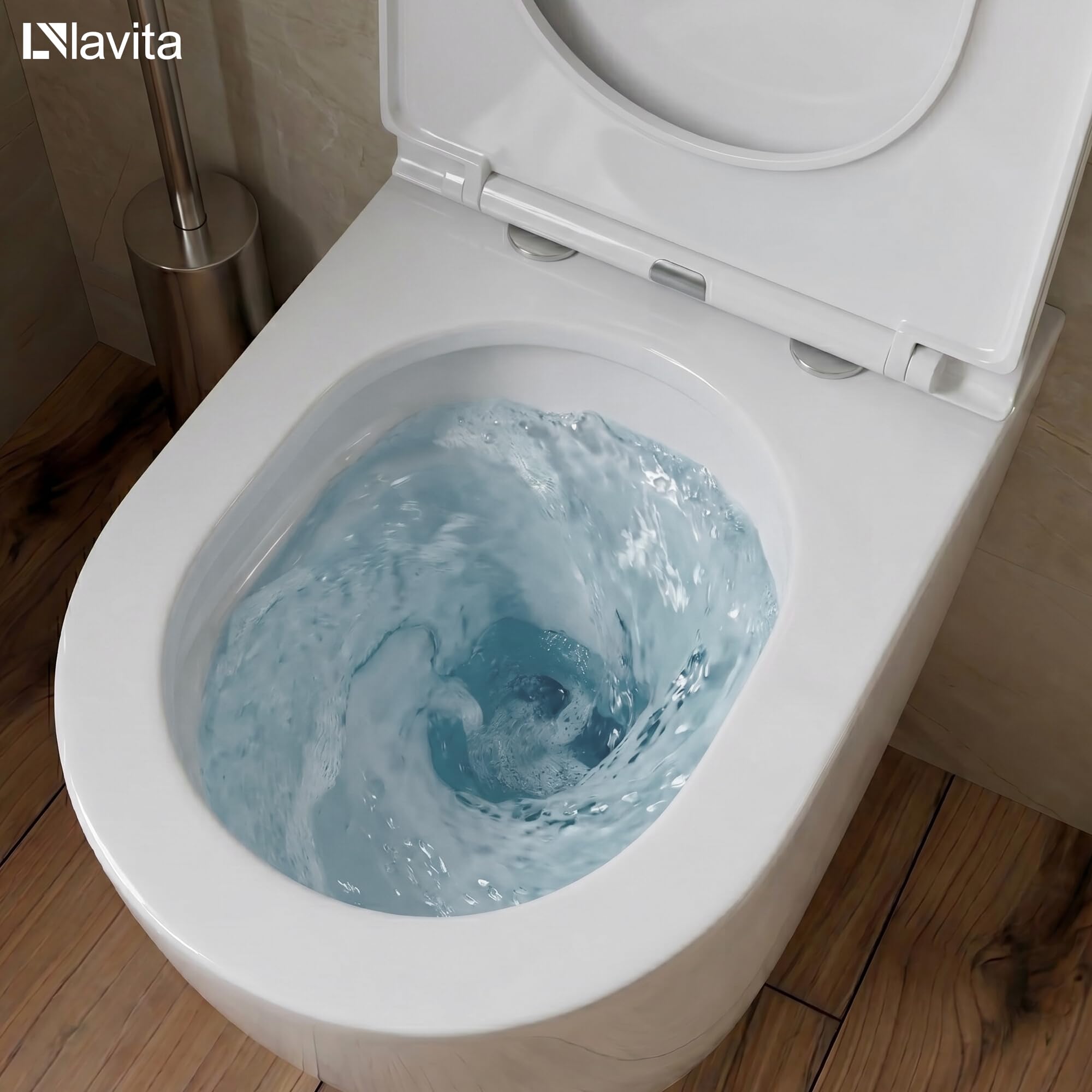 LAVITA Vorwandelement Solido Start + Wand Hänge WC Brava Weiß Spülrandlos + + WC Sitz mit Absenkautomatik Verchromter Knopf Komplettset Unterputz Spülkasten Toilette Komplett Sett WC