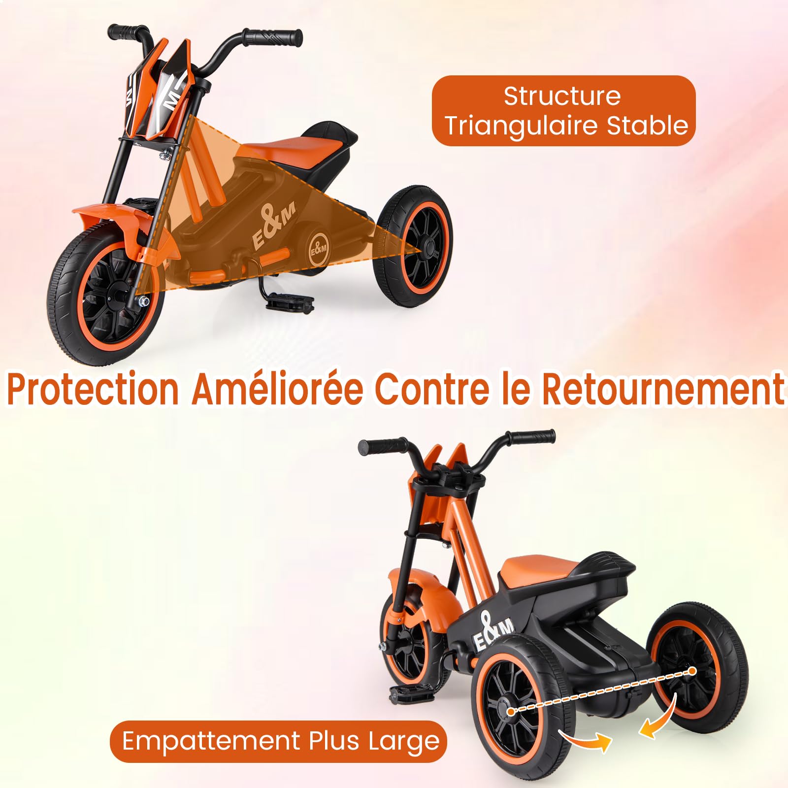 COSTWAY Tricycle Bébé Évolutif avec Guidon & Pédale, Vélo Enfant à 3 Roues avec Pare-Brise Cool, Draisienne pour Garçons Filles de 3 Ans+ (Orange)