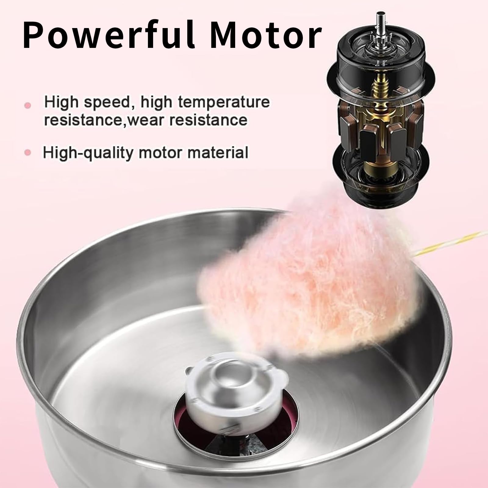 Máquina De Algodón De Azúcar Comercial 1200 W, Fabricante Dulces Eléctrico | Motor Potente, Control De Temperatura (50-250℃), Cuchara De Azúcar Y Cajón, Cumpleaños, Fiesta, Bar De Snacks(pink)