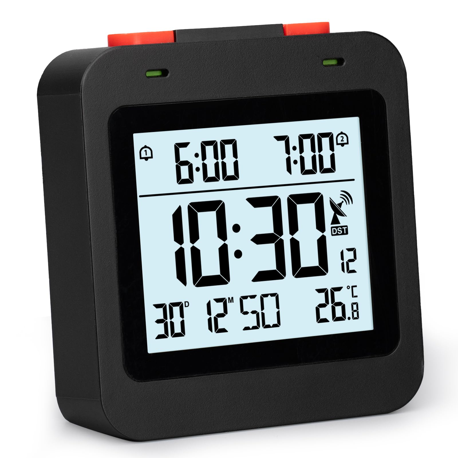 VINILITE Funkwecker Digital mit Temperaturanzeige, Wecker Digital Funkuhr mit Mehreren Weckzeiten, Digitaler Wecker, Reisewecker Klein Batteriebetrieben