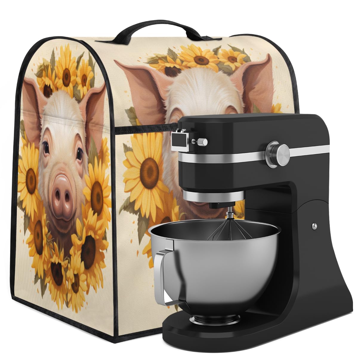 Coffee Maker Cover Watercolor Sunflower Pig Kitchen Appliance Covers Small Appliance Covers Blender Cover Juicer Cover Dust Covers for Kitchen Appliances with Top Handle and Pockets,Washable,C788