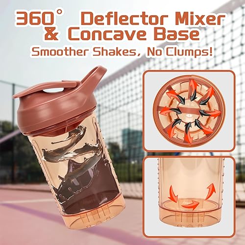 Miniatura 4 de Botella mezcladora de proteínas, taza de proteína a prueba de fugas para gimnasio, fitness y suplementos (1 paquete, naranja)