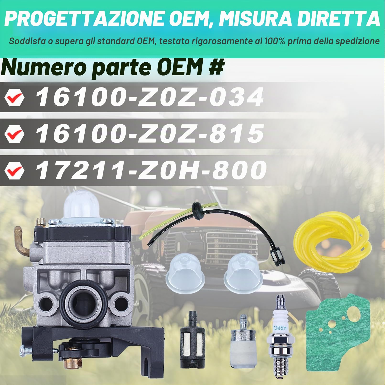 Carburatore Kit di Ricambi per Honda Motore GX35 GX25 FG110 HHT25 HHT35, ADEFOL Carburatore + Filtro Aria + Candela + Guarnizione + Filtro Carburante + Tubo Benzina Accessori 9 in 1